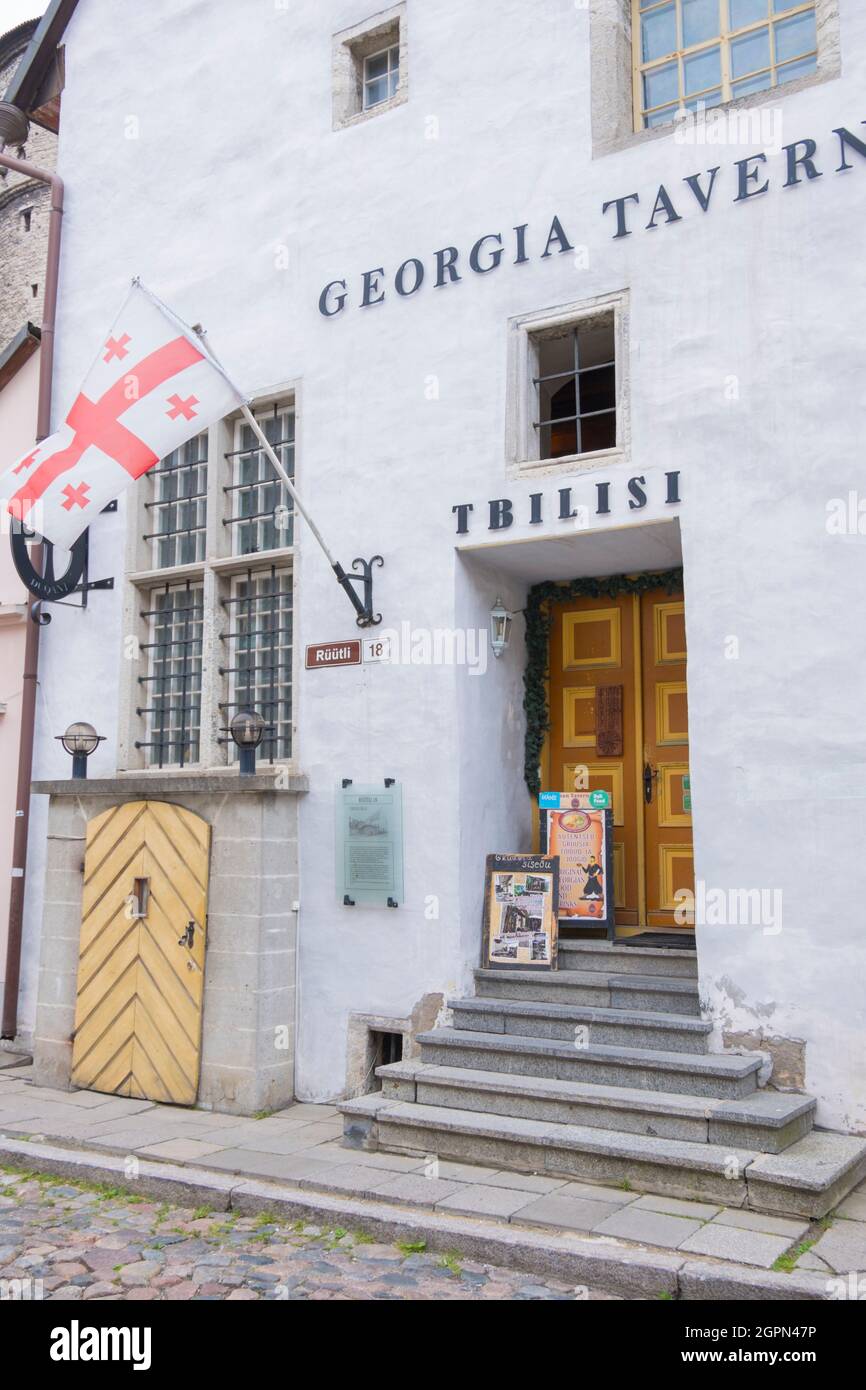 Restaurant géorgien Tbilissi, vieille ville, Tallinn, Estonie Banque D'Images