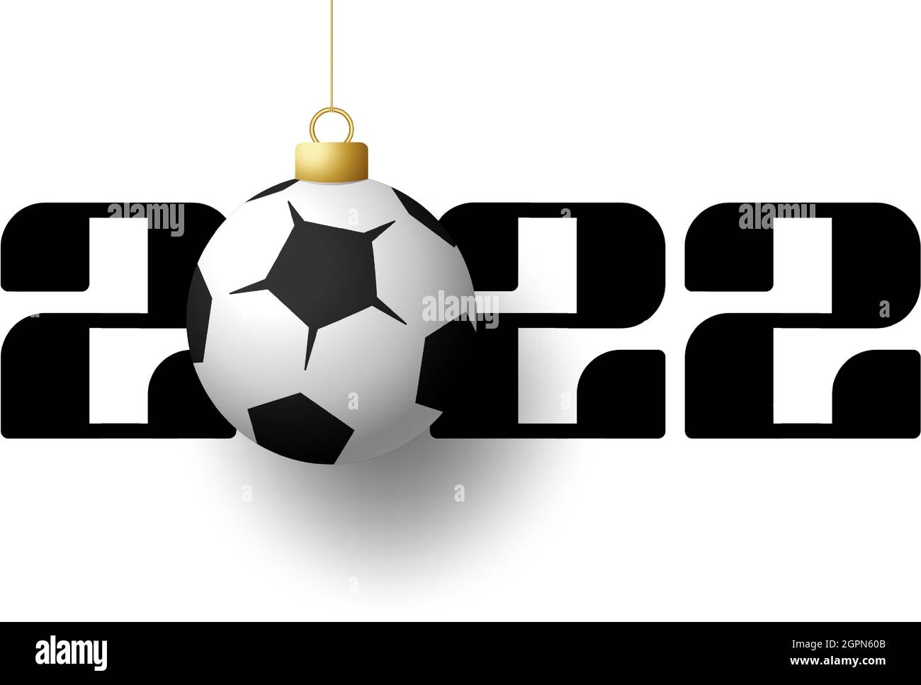 2022 Bonne Année. Carte de vœux sportive avec ballon de football doré sur  fond de luxe. Illustration vectorielle Image Vectorielle Stock - Alamy