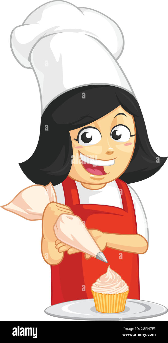 Cupcake Muffin boulangerie pâtisserie pâtisserie Cake Shop Cartoon Mascot Illustration de Vecteur