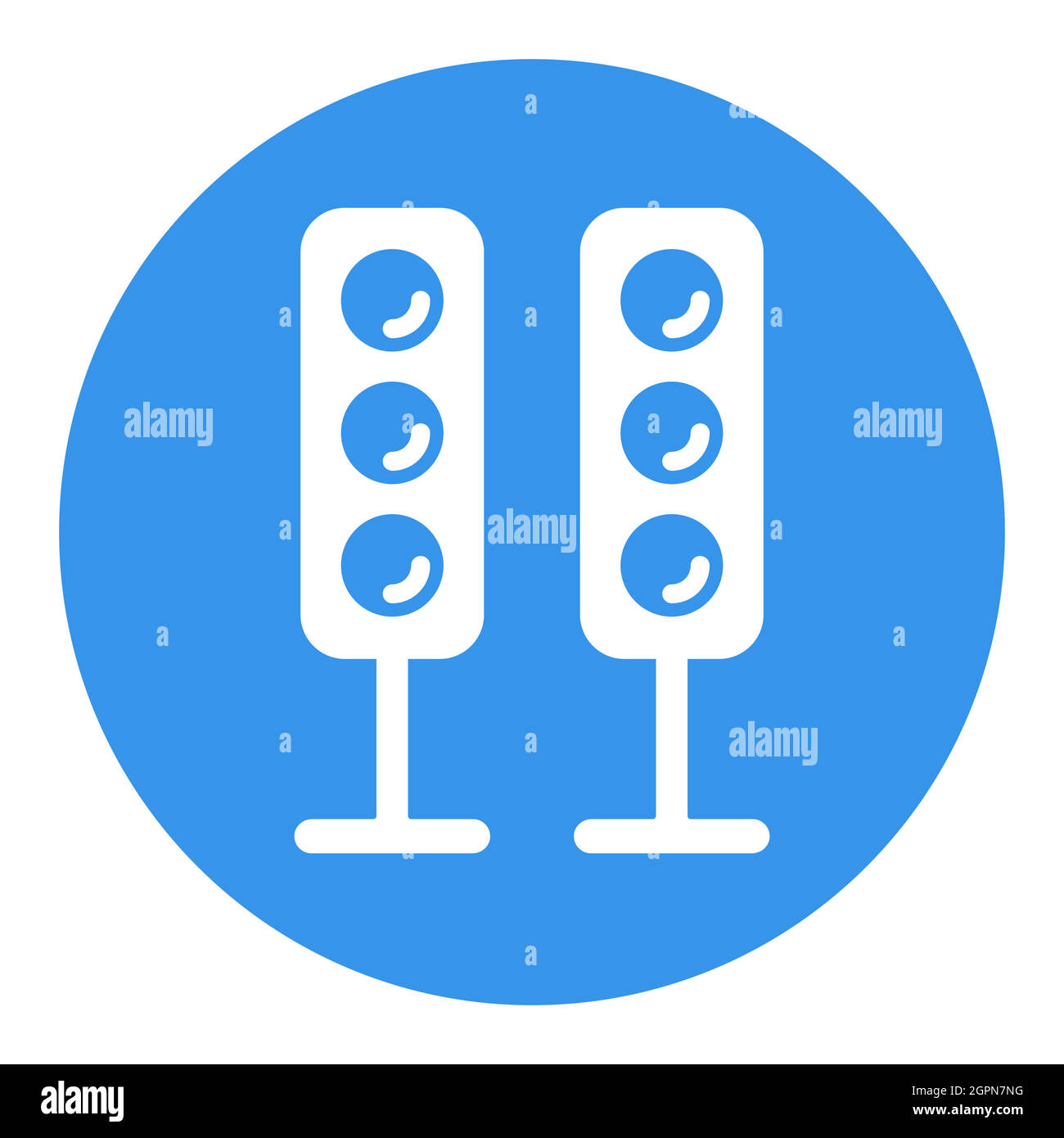 Icône en forme de glyphe blanc vectoriel des haut-parleurs du système audio Illustration de Vecteur