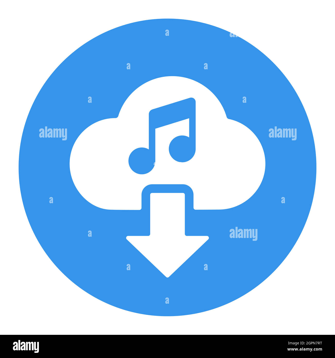 Cloud télécharger icône de musique vecteur icône de glyphe blanc Illustration de Vecteur