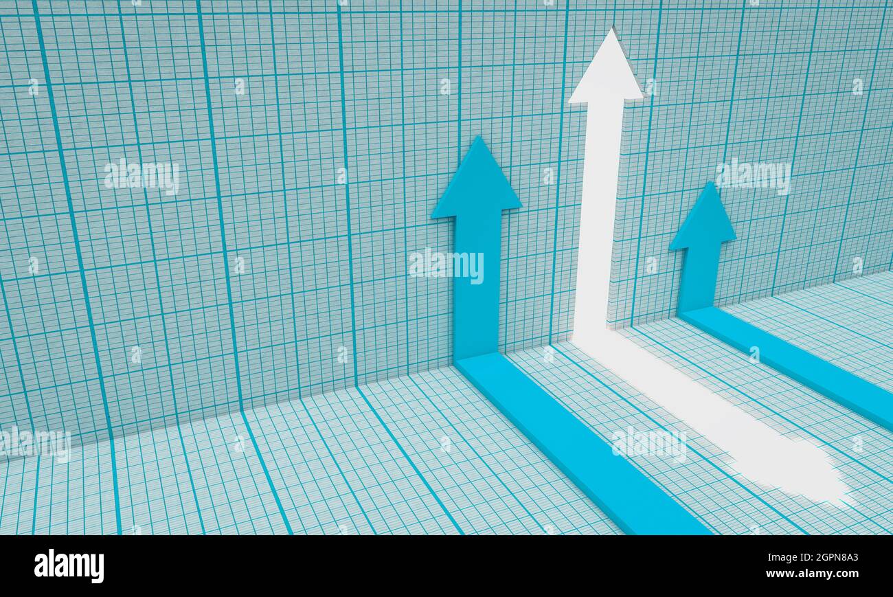 flèches sur un graphique. concept de finance. rendu 3d Banque D'Images