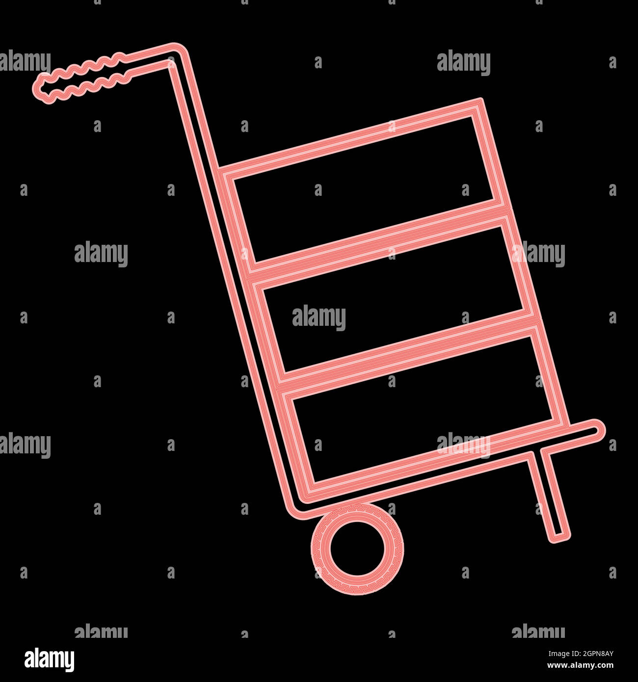 Icône de livraison ou d'expédition du chariot NEON l'image de style plat de l'illustration vectorielle rouge Illustration de Vecteur