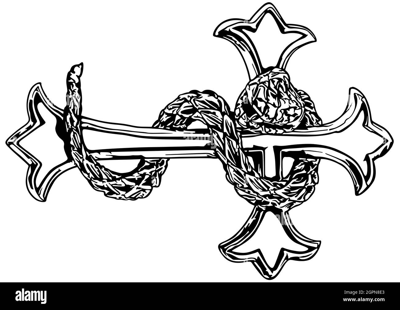 Croix religieuse avec serpent Illustration de Vecteur