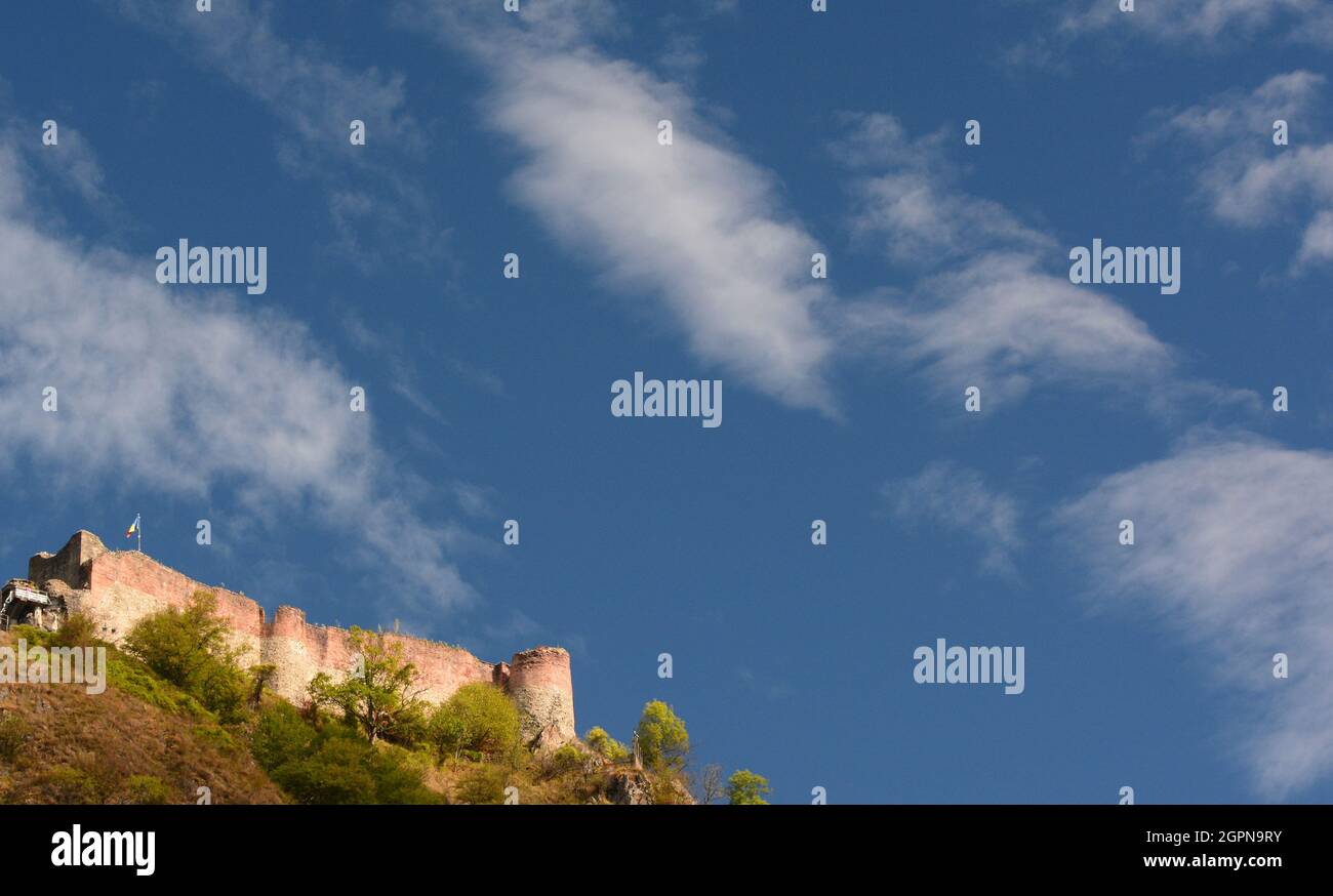 Château de Poenari, au sommet du mont Cetatea.Arefu.Comté d'Arges.Roumanie Banque D'Images