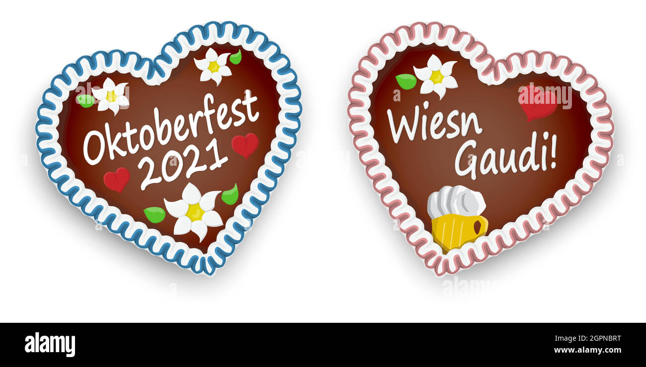Cœur de pain d'épice Oktoberfest 2021 2022 Illustration de Vecteur