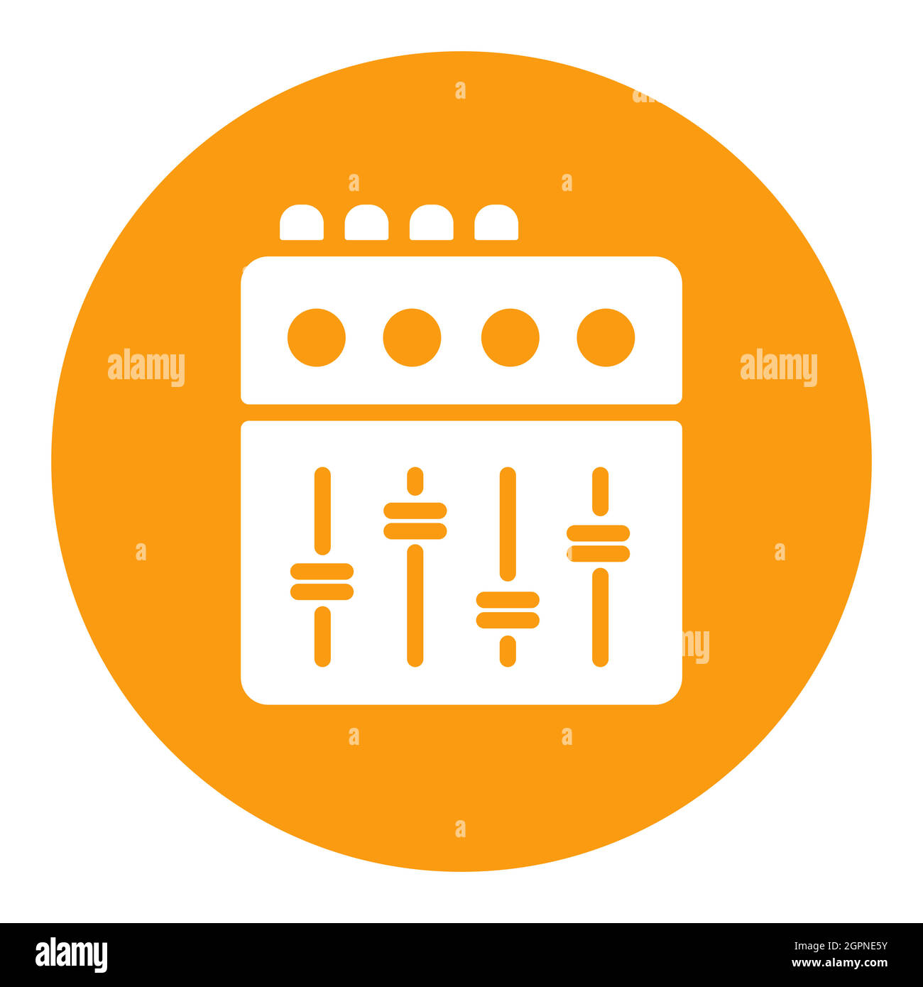 Icône de glyphe blanc plat de la console de mixage Illustration de Vecteur