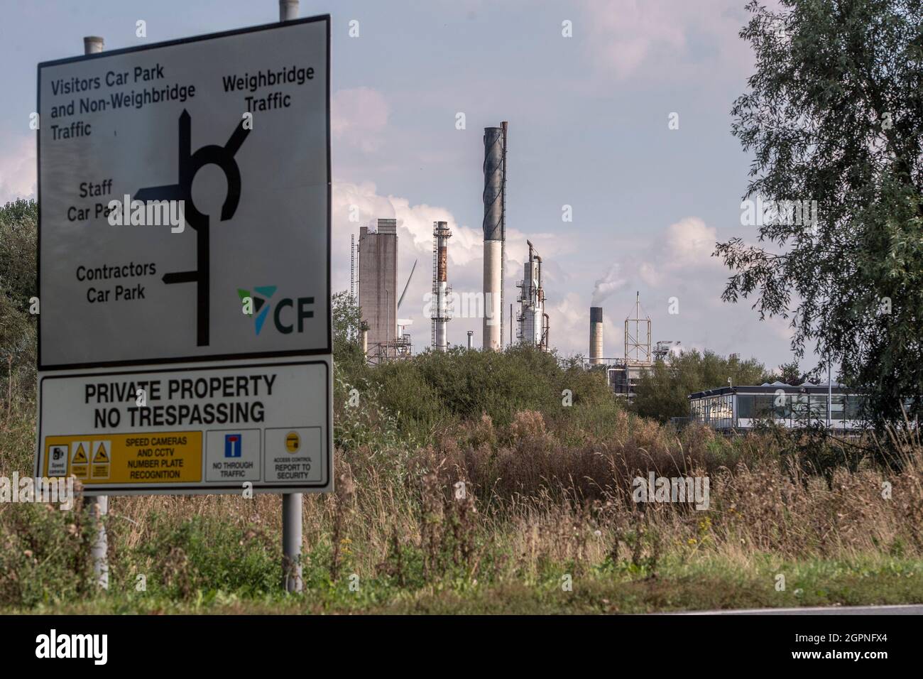 Ellesmere Port, Royaume-Uni, 16 septembre 2021. Complexe de fabrication d'engrais CF Industries Holdings Inc. À Ellesmere Port, Wirral, Royaume-Uni. Crédit : Anthony Devlin/Alay Live News Banque D'Images