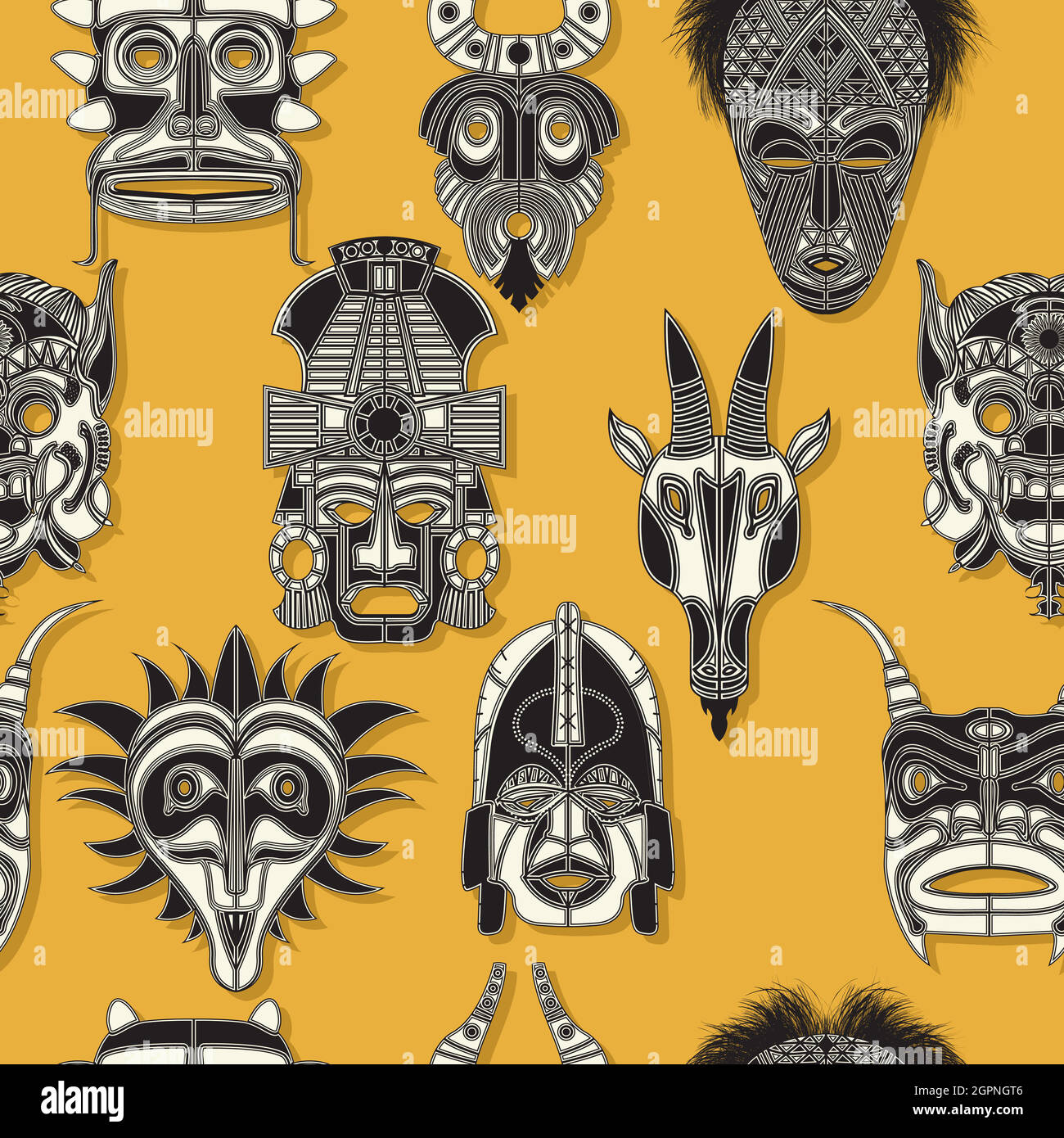 Masque tribal sans couture Illustration de Vecteur