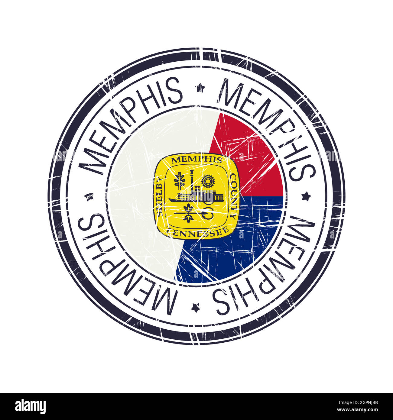 Ville de Memphis, Tennessee timbre vectoriel Illustration de Vecteur