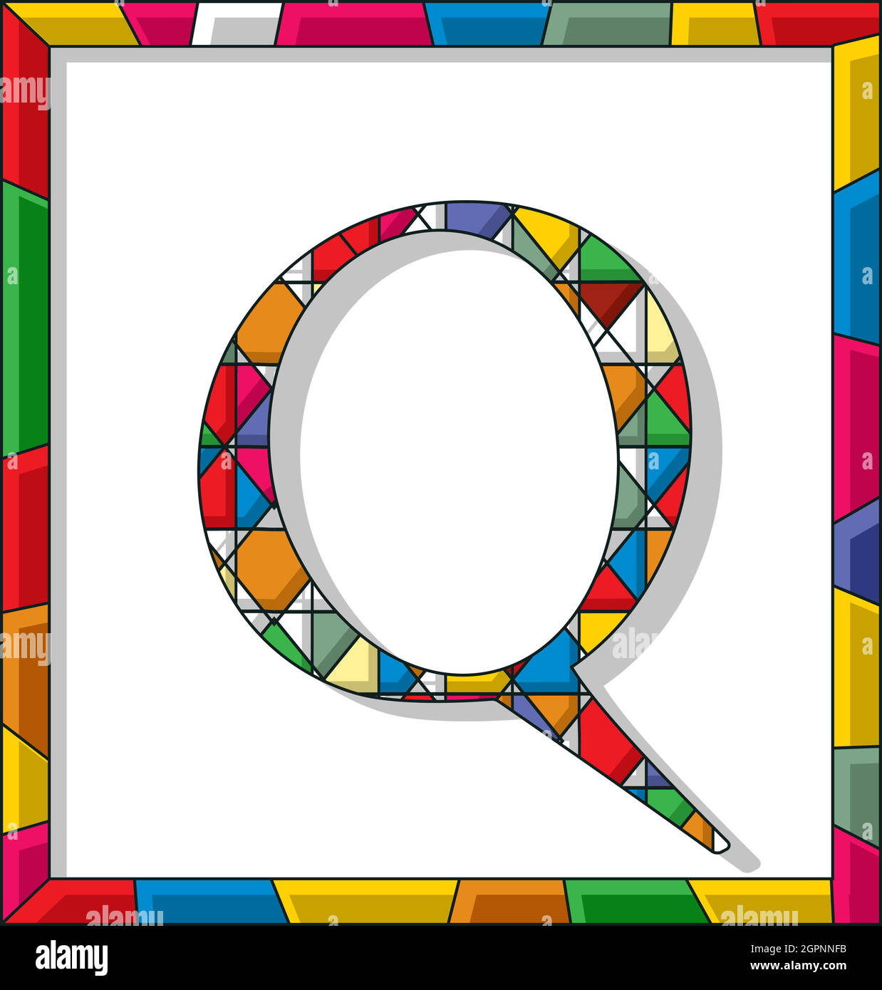 Lettre Q en vitrail Illustration de Vecteur