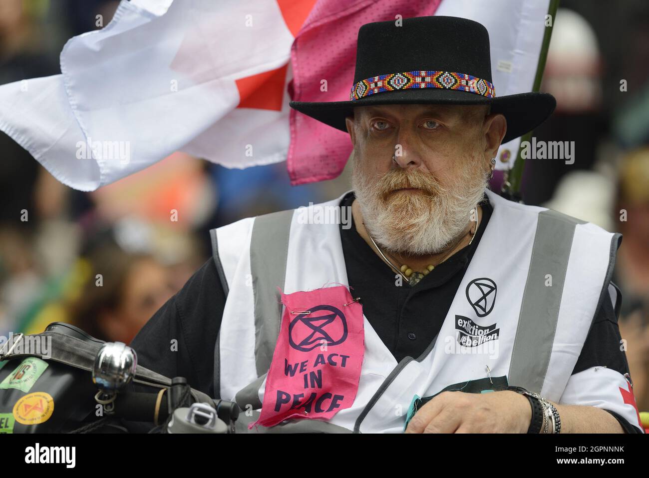 Londres, Royaume-Uni. Extinction rébellion Climate Protester dans la City de Londres, le 3 septembre 2021. Banque D'Images