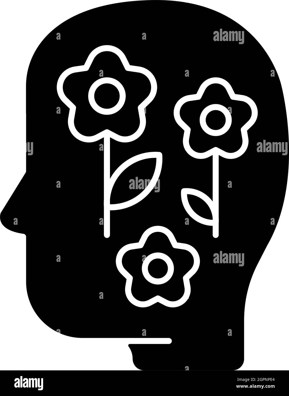 Icône de glyphe noir d'état d'esprit positif Illustration de Vecteur