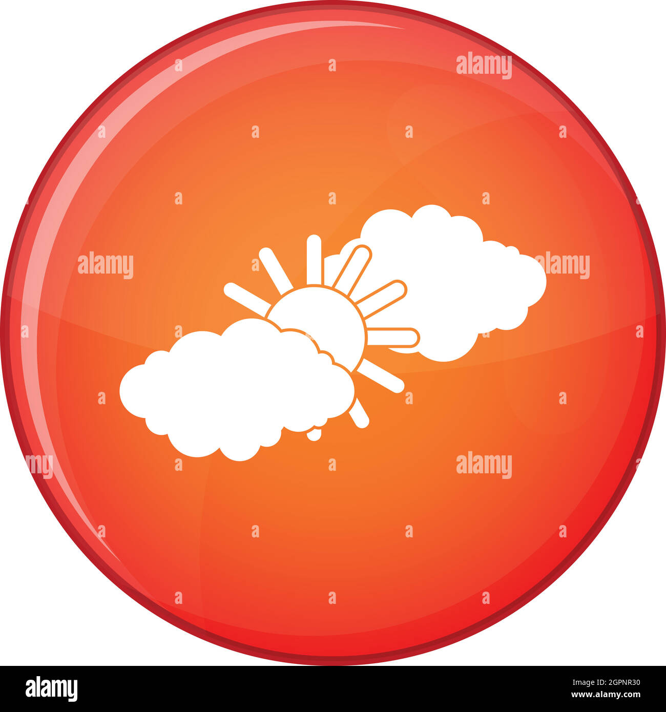 Soleil et nuages, icône de style plat Illustration de Vecteur