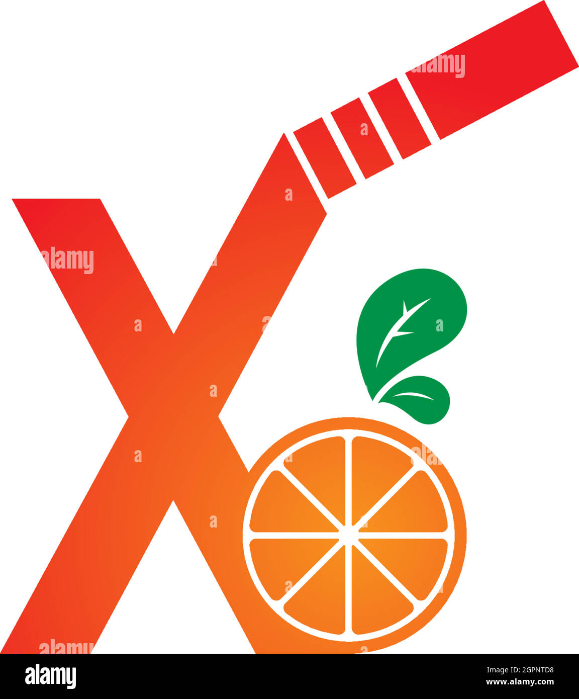 Modèle de conception de logo de type lettre X avec icône orange de jus Illustration de Vecteur