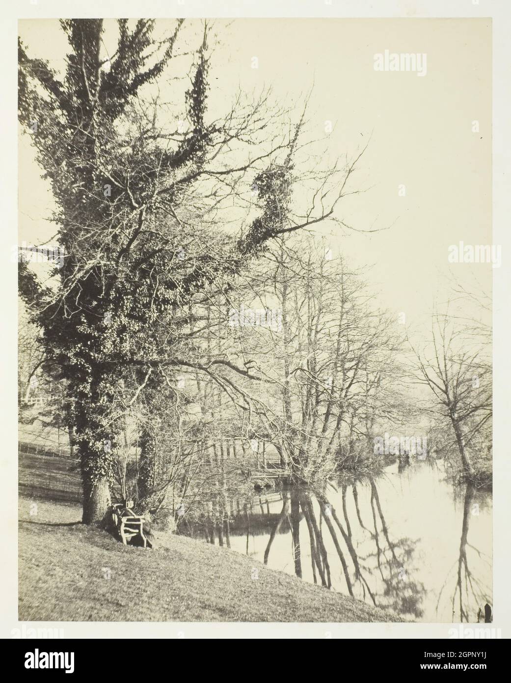 Sur la Mole, c. 1856. Vue sur la rivière Mole à l'imprimé albumine. Banque D'Images