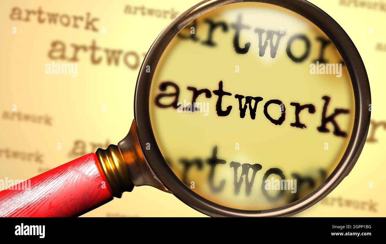 Illustration et une loupe sur le mot anglais Illustration pour
