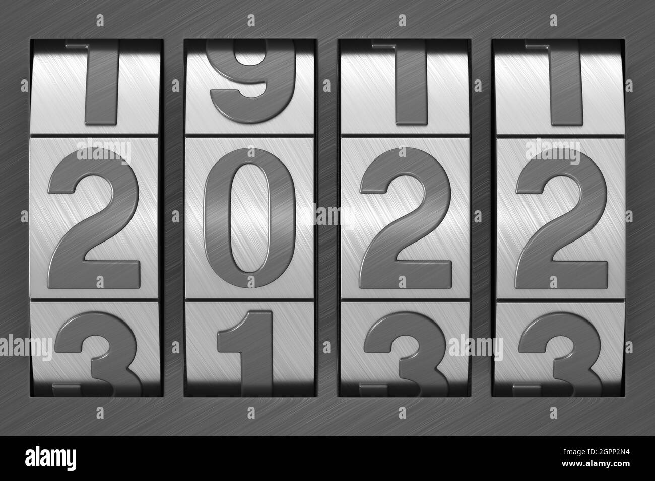 Verrou codé. 2022 ans. Illustration 3D Banque D'Images