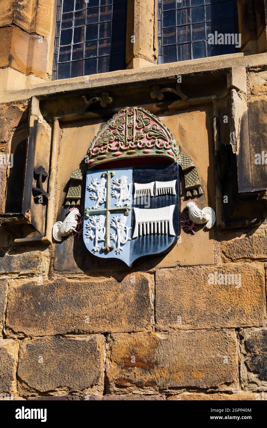 Armoiries, Prince Bishop Cuthbert Tunstall, Château de Durham, logement pour étudiants à l'Université de Durham. Banque D'Images
