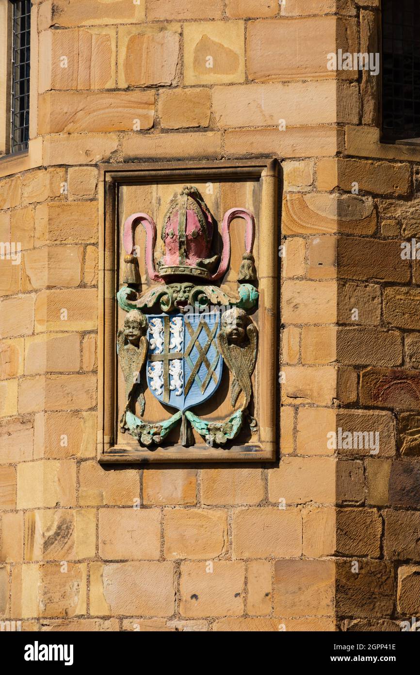 Armoiries, Prince Bishop John Cosin, Château de Durham, logement pour étudiants à l'Université de Durham. Banque D'Images