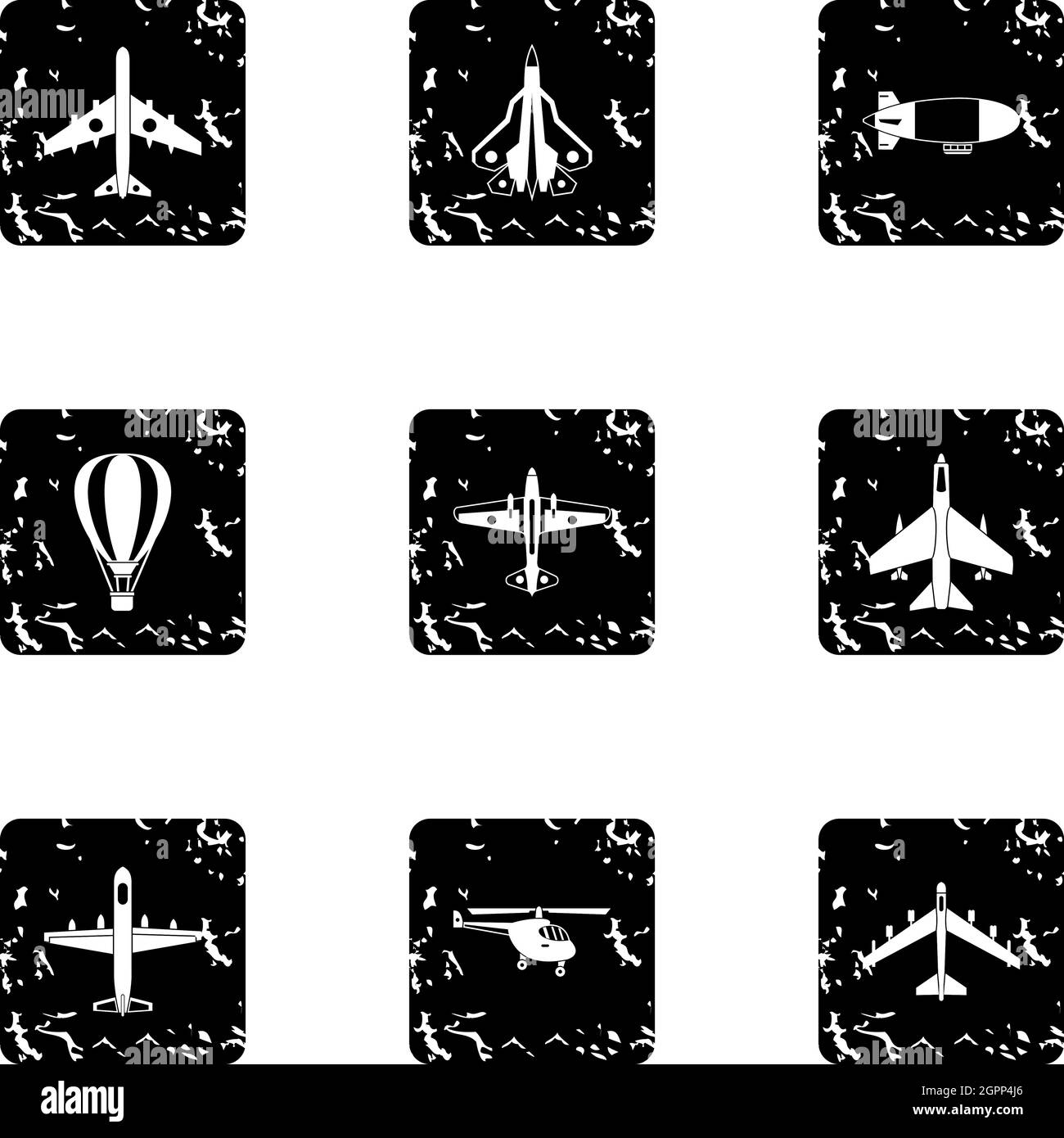 Icônes d'avions militaires, style grunge Illustration de Vecteur