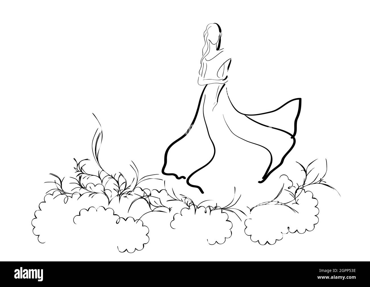 Femme dans la prairie énigmatique Illustration de Vecteur Femme dans la prairie énigmatique Illustration de Vecteur