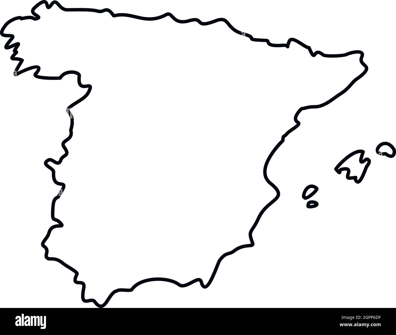 Carte de l'Espagne, l'icône de style contour Illustration de Vecteur