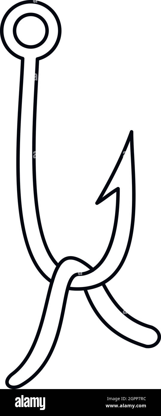 Crochet de poisson avec l'icône de style du contour, ver Illustration de Vecteur