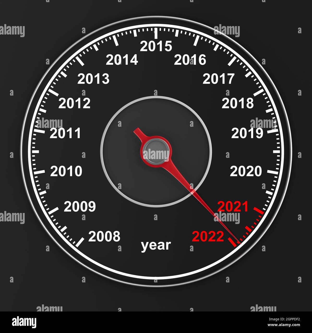 Calendrier du compteur de vitesse sur fond noir. Illustration 3D Banque D'Images