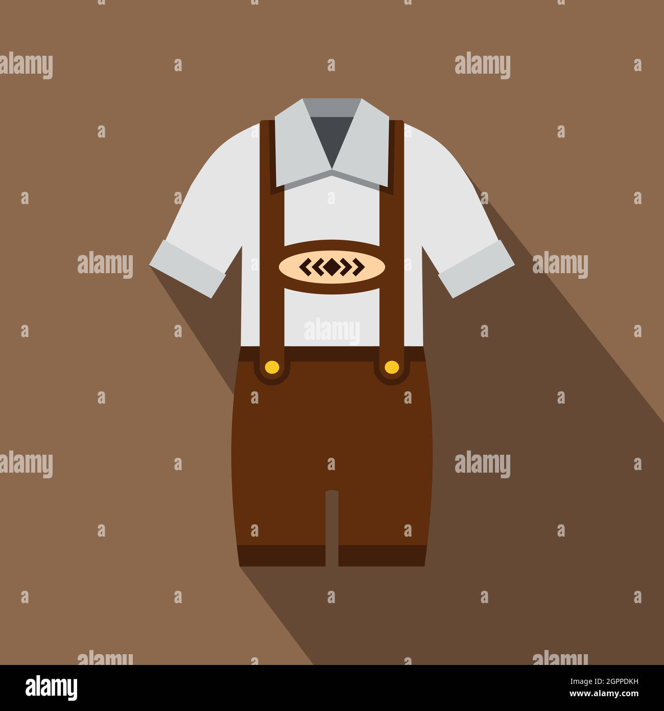 Costume hommes bavarois traditionnel, l'icône de style plat Illustration de Vecteur