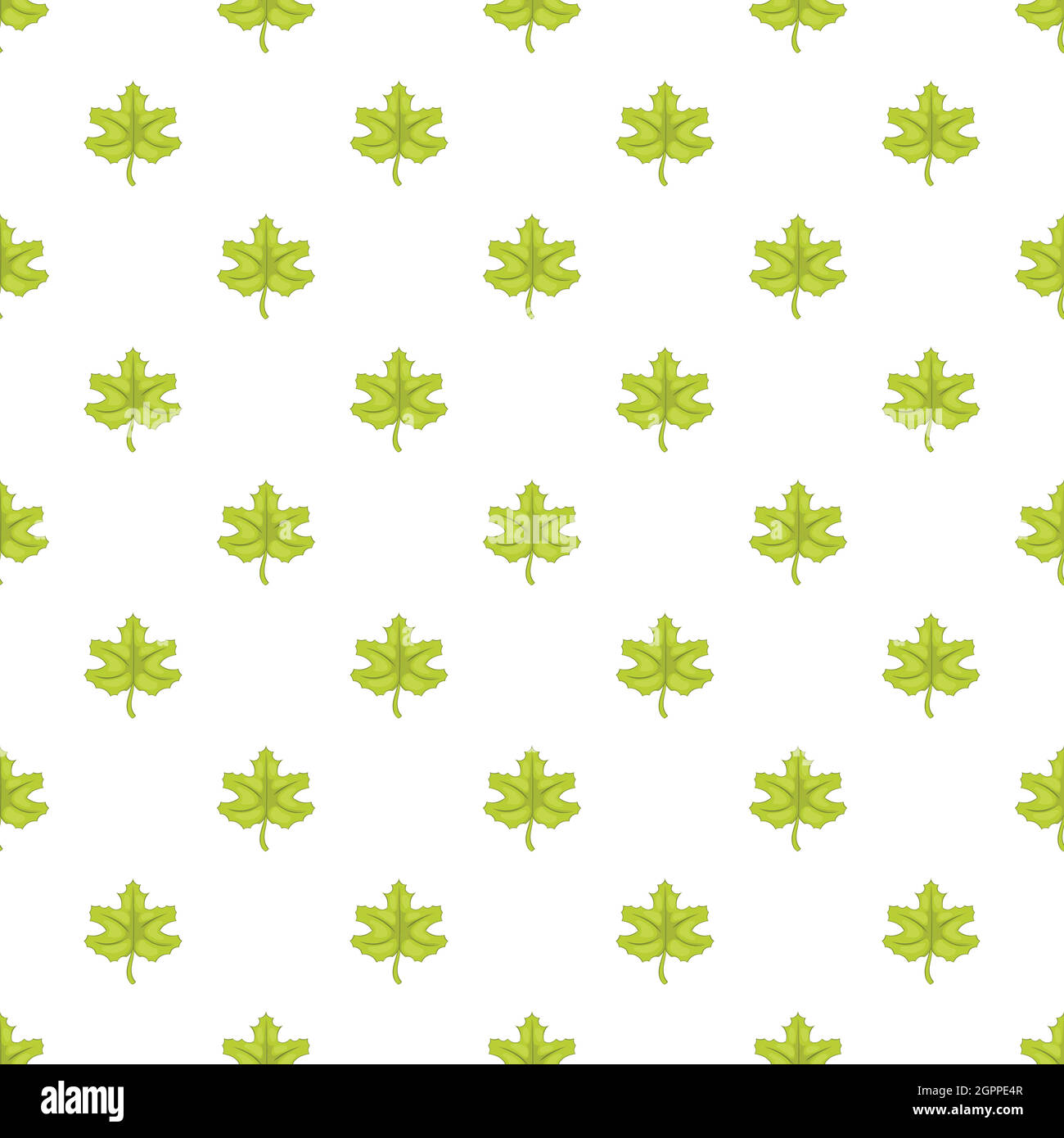 Motif feuilles d'érable vert, style dessin animé Illustration de Vecteur