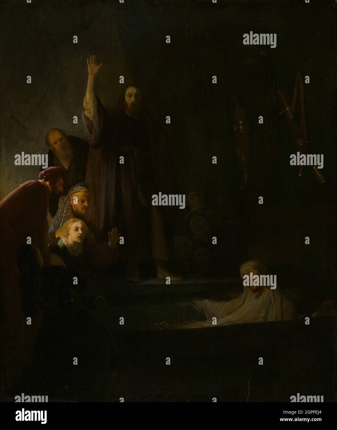 La levée de Lazarus, 1630/35. Suiveur de Rembrandt. Banque D'Images
