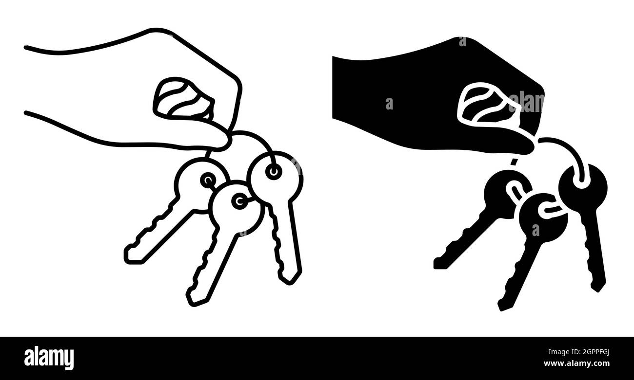 Icône linéaire. Main de l'administrateur tient une bande de métal clé de verrouillage. Résoudre des problèmes complexes sur la voie de la réussite. Simple vecteur noir et blanc isolé Illustration de Vecteur