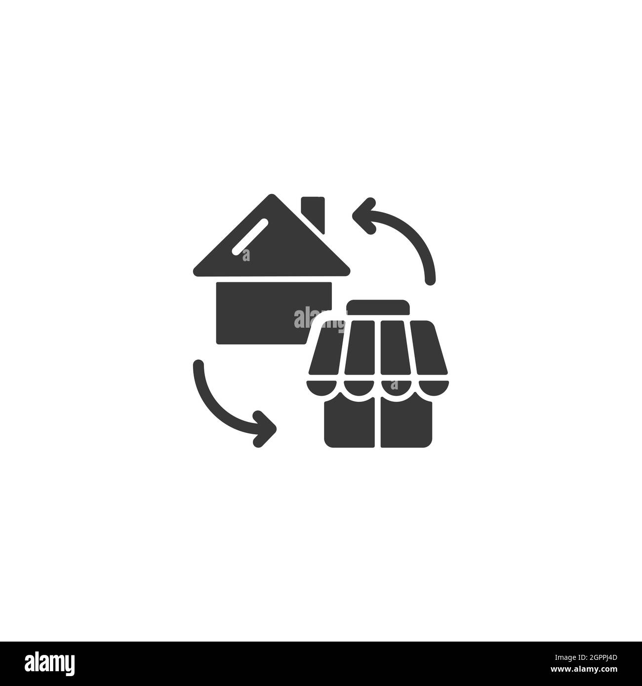Maison et boutique. Concept de shopping à domicile. Icône isolée. Illustration du vecteur de glyphe de commerce Illustration de Vecteur