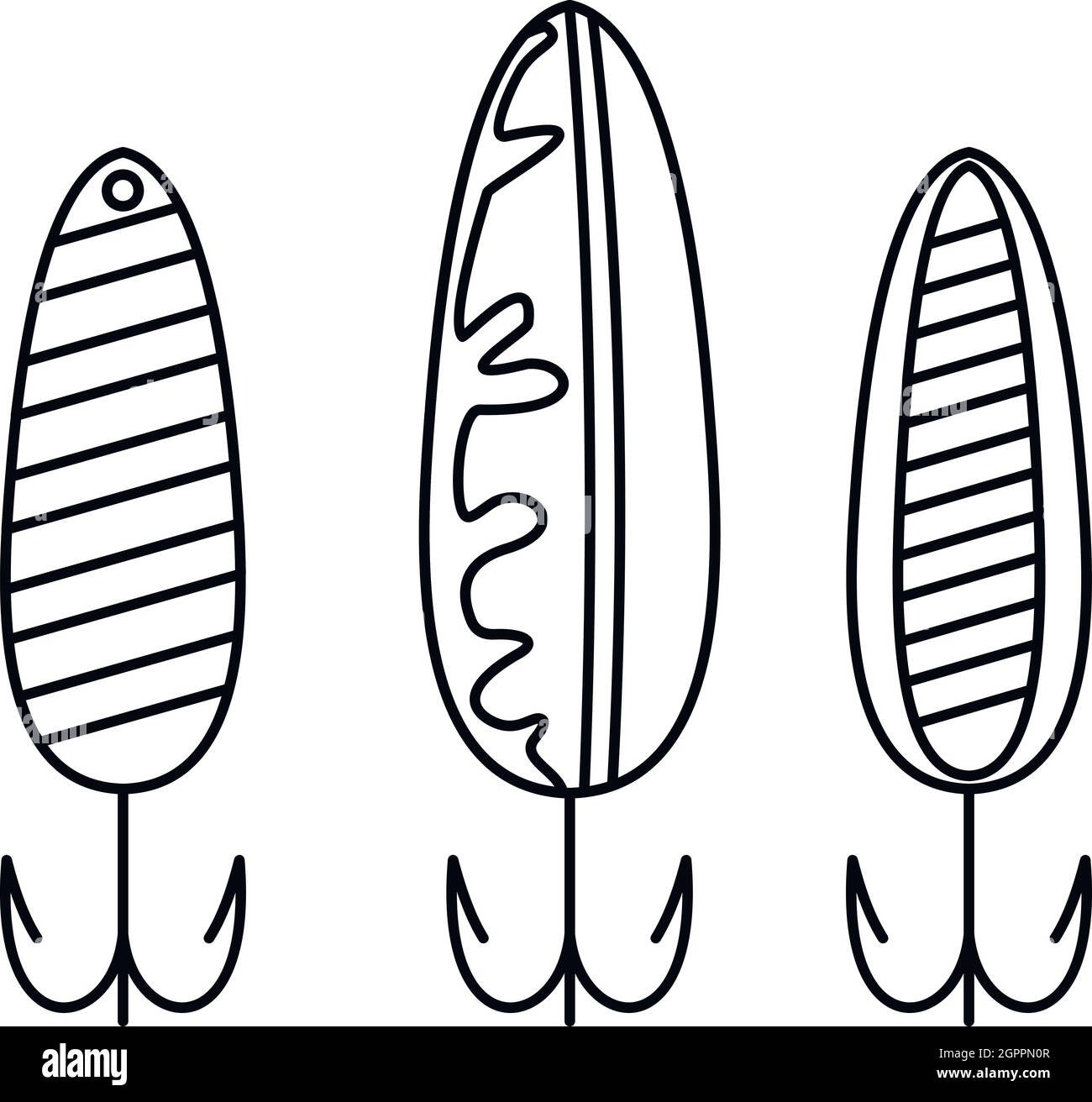 Leurre de pêche, l'icône de style contour Illustration de Vecteur
