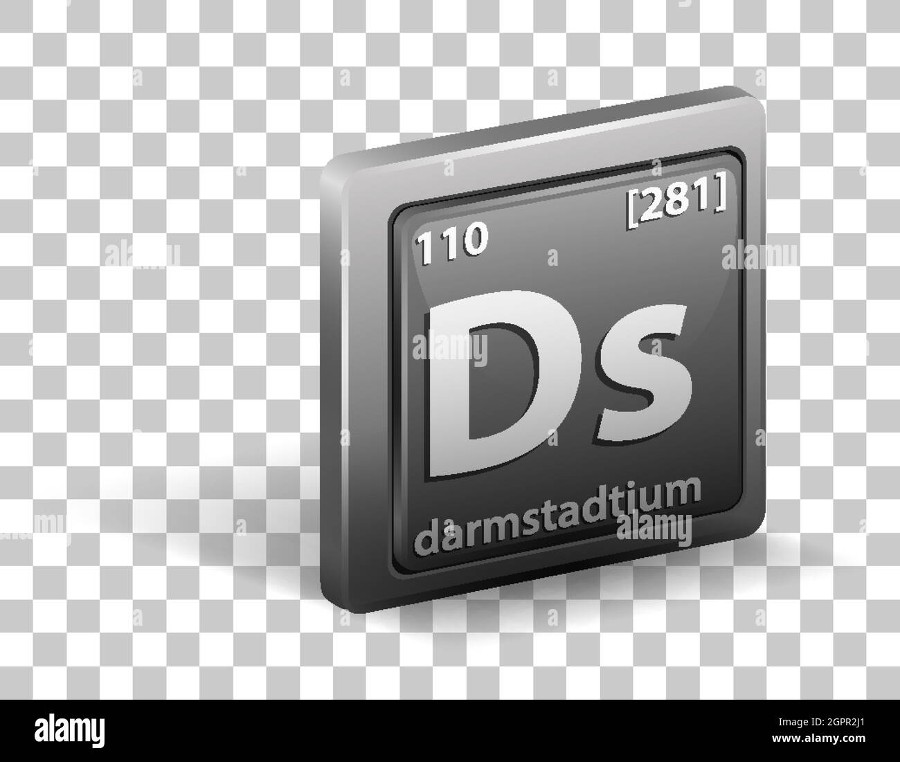 Élément chimique Darmstadtium. Symbole chimique avec numéro atomique et masse atomique. Illustration de Vecteur