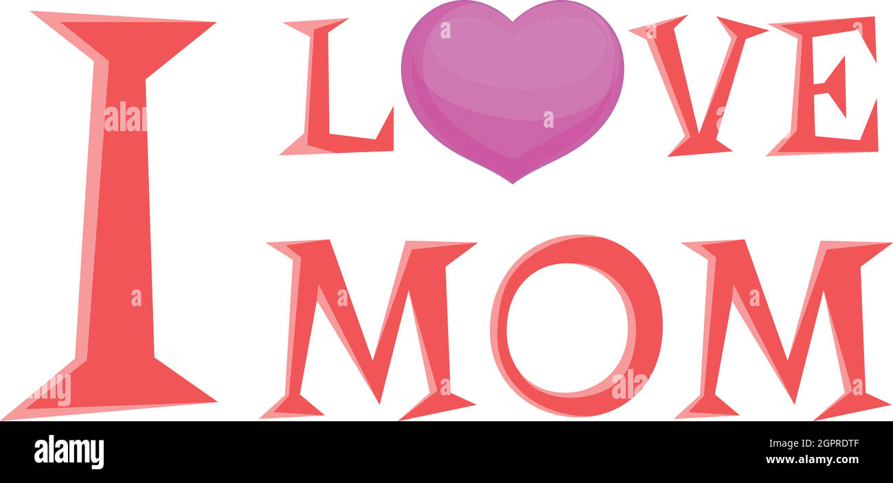 J'aime maman icône lettrage, cartoon style Illustration de Vecteur