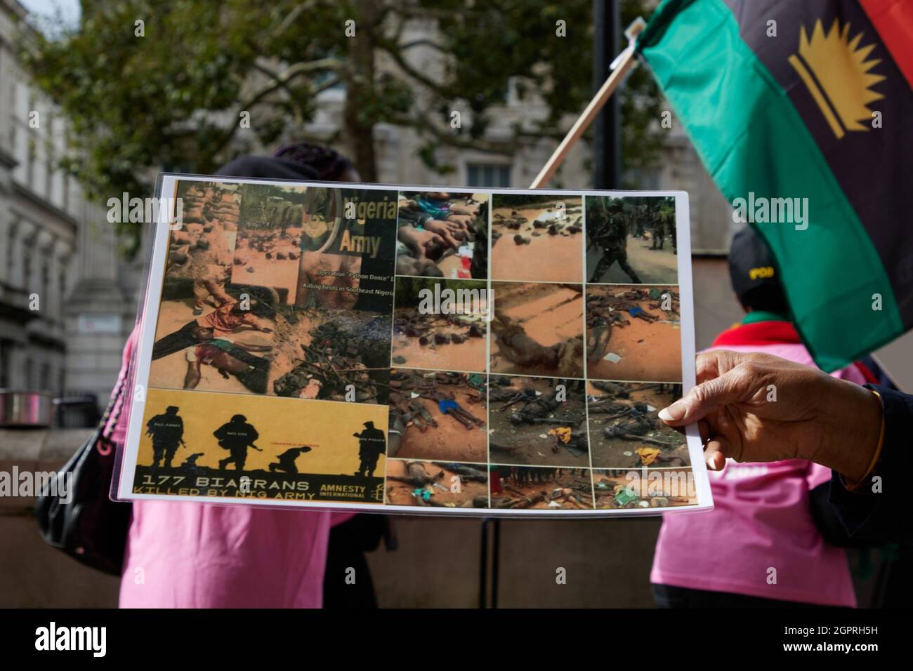 Londres, Royaume-Uni. 29 septembre 2021. Les Biafran protestent au Biafra Women London Mega Rally dans le centre de Londres en demandant l'aide britannique pour la libération de la citoyenne britannique Mazi Hnamdi Kanu de la prison nigériane, L'attention internationale aux violations des droits de l'homme contre son peuple et à un référendum pour l'indépendance de Biafra. Reportage d'Alamy / Joe Kuis Banque D'Images