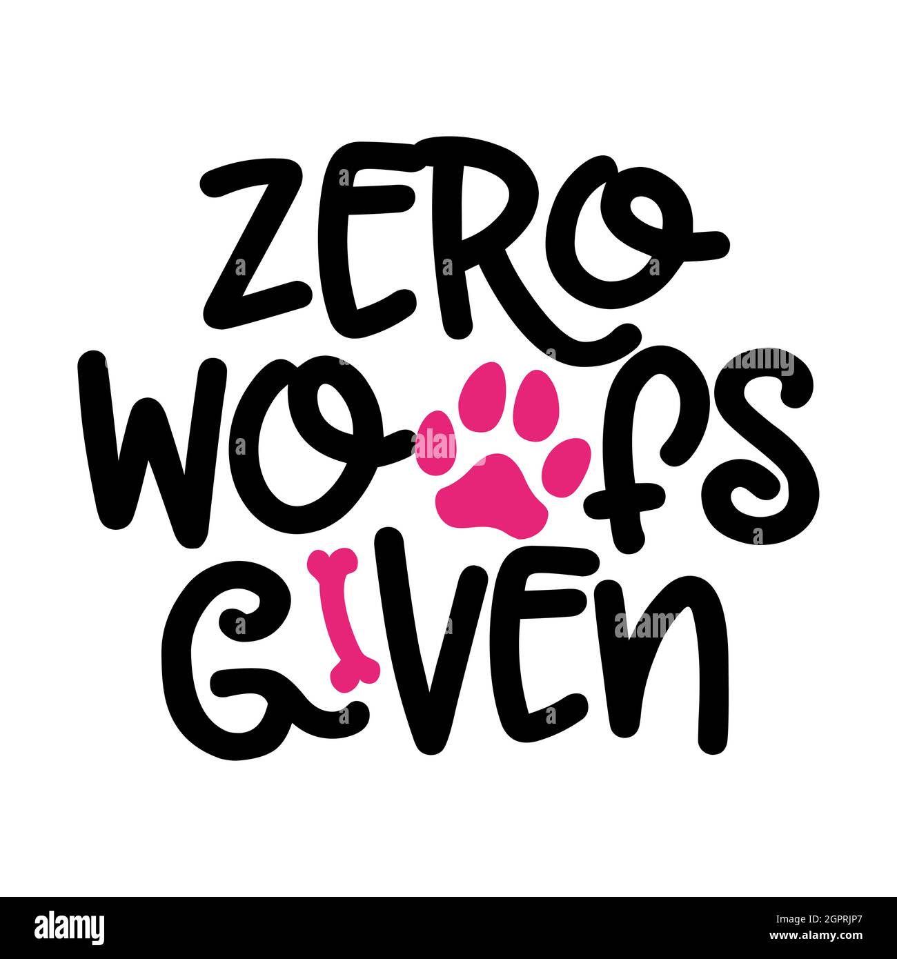 Zéro woofs donné - mots avec empreinte de chien. - drôle de vecteur de dire avec la patte de chiot, le coeur et l'os. Bon pour la réservation de rebut, des affiches, des textiles, des cadeaux Illustration de Vecteur