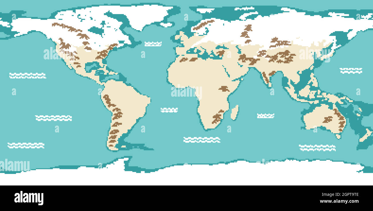 Carte Du Monde Avec Les Oceans Carte du monde avec noms de continents et océans Image Vectorielle Stock - Alamy