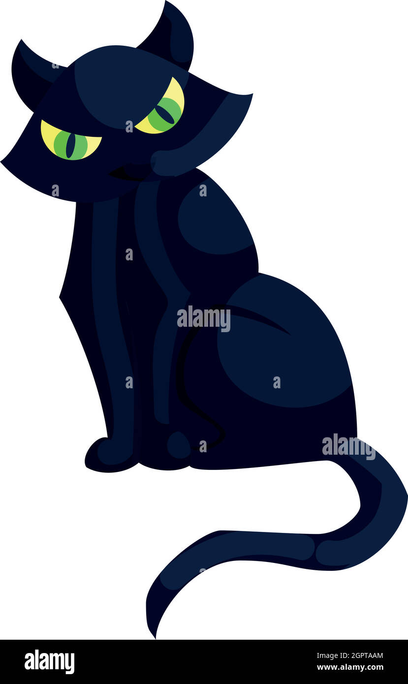 Halloween chat noir avec des yeux verts icon Illustration de Vecteur