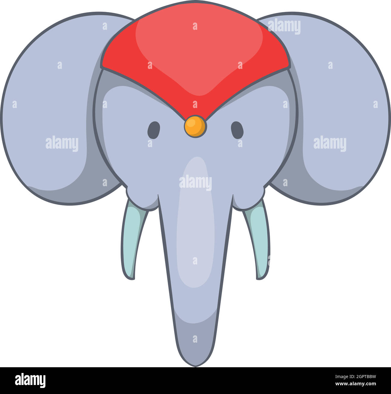 Tête de l'éléphant, l'icône décorées style cartoon Illustration de Vecteur
