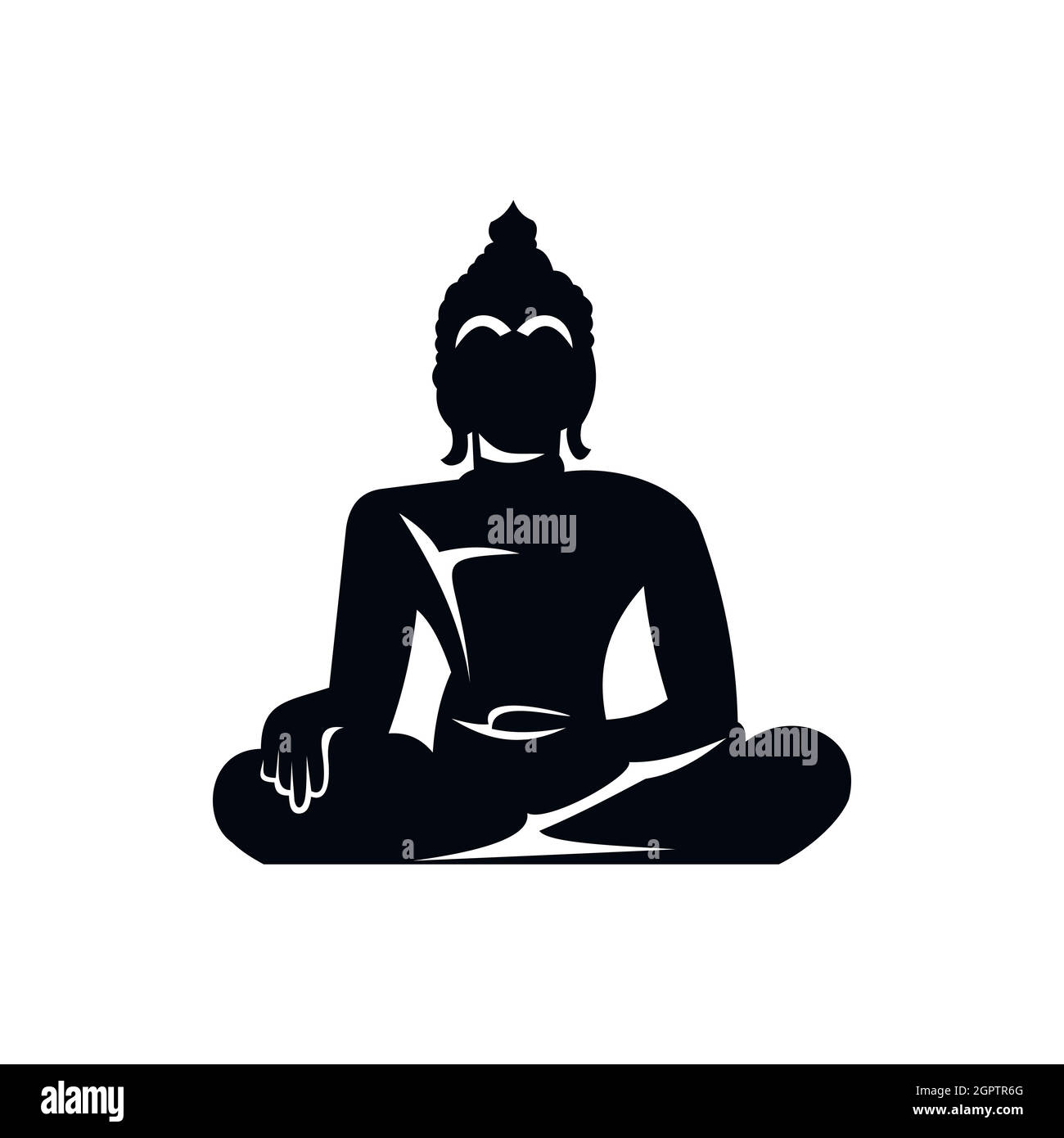 Statue de Bouddha assis en lotus icône poser Illustration de Vecteur