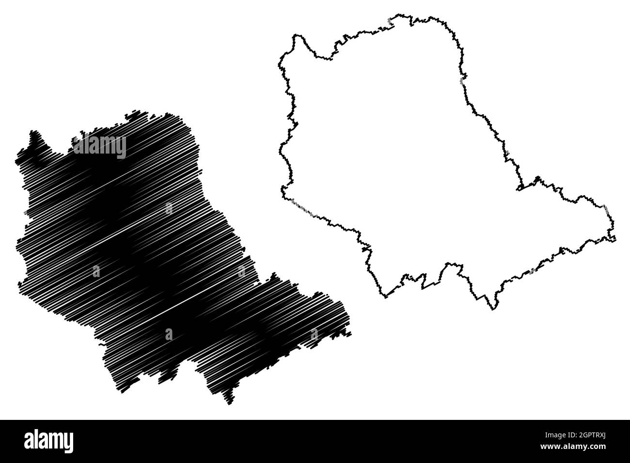 District de Hardoi (État de l'Uttar Pradesh, République de l'Inde) carte illustration vectorielle, scribble esquisse carte de Hardoi Illustration de Vecteur