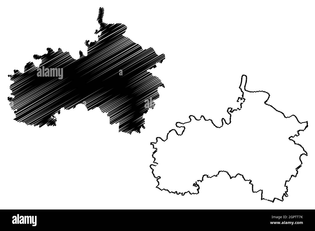 District de Hamirpur (État de l'Uttar Pradesh, République de l'Inde) carte illustration vectorielle, scribble esquisse carte de Hamirpur Illustration de Vecteur