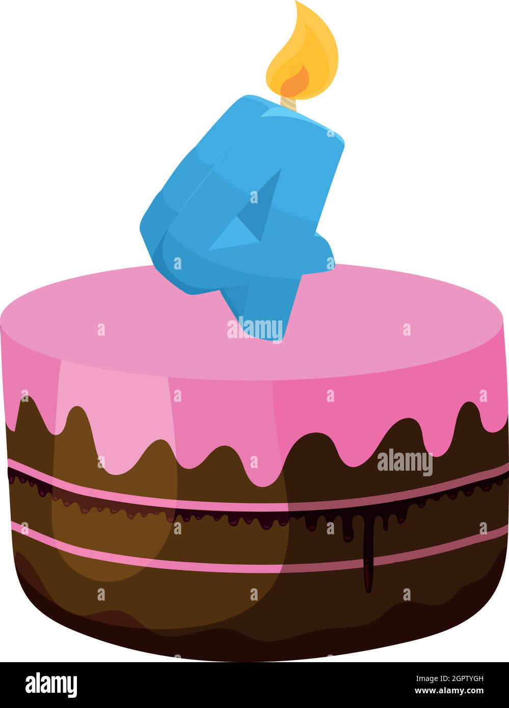 Gateau D Anniversaire Avec Une Bougie L Icone Numero Quatre Image Vectorielle Stock Alamy