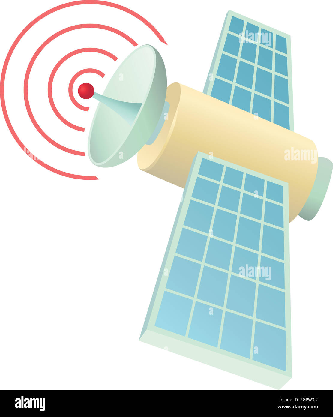 L'icône de satellite dans l'espace de style cartoon Illustration de Vecteur