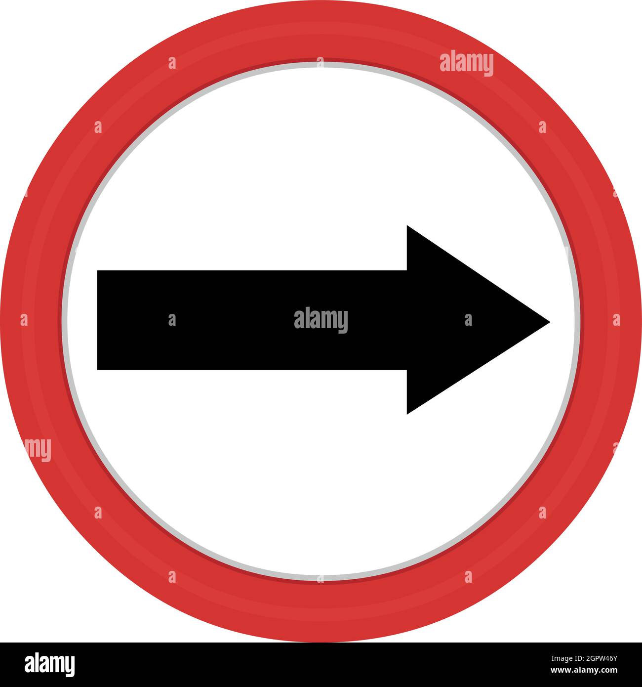 Illustration vectorielle d'un panneau de signalisation indiquant un détour, avec un arrière-plan circulaire rouge et blanc, avec la flèche noire Illustration de Vecteur