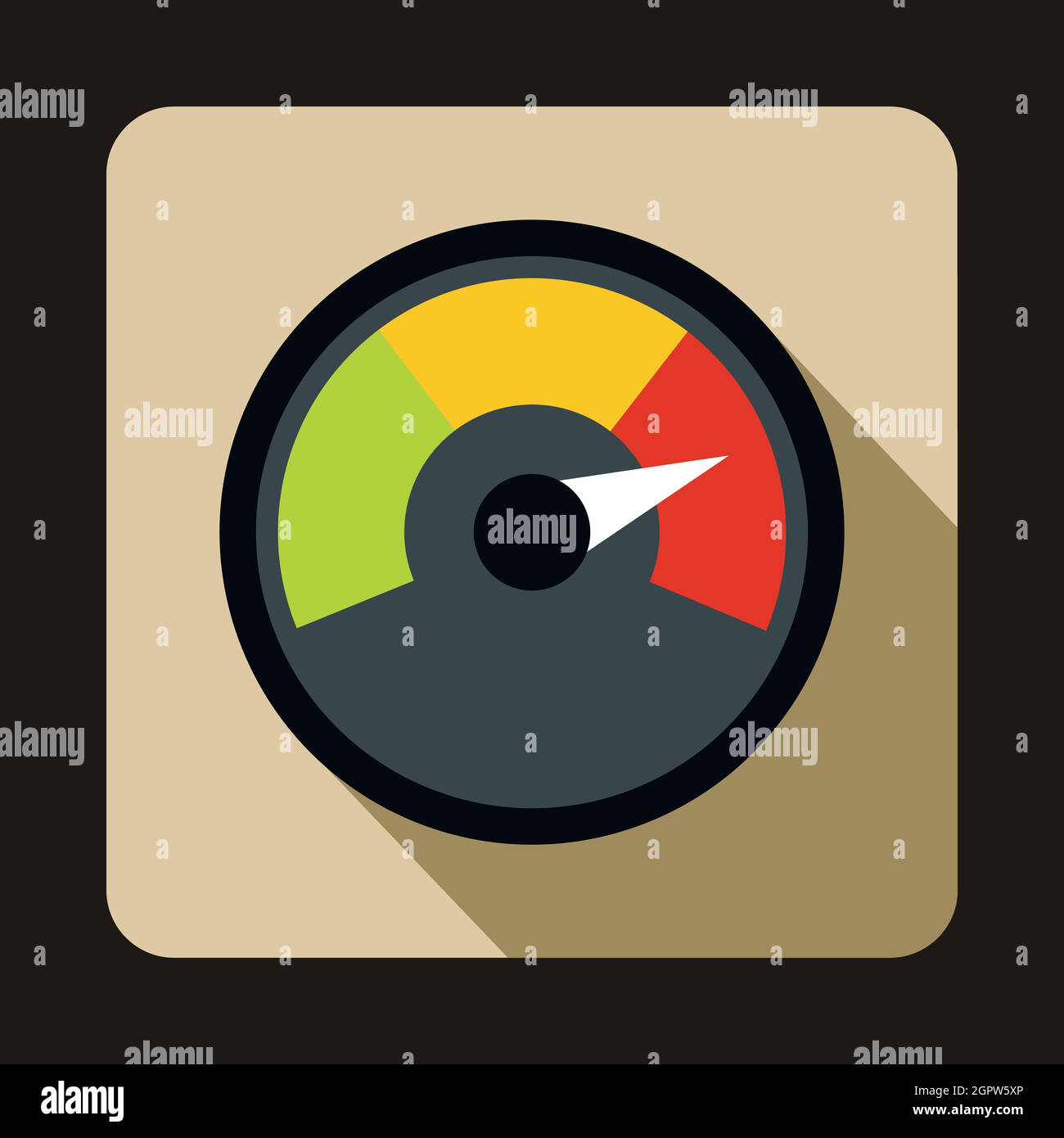 Compteur de vitesse à la vitesse maximale, l'icône de style plat Illustration de Vecteur