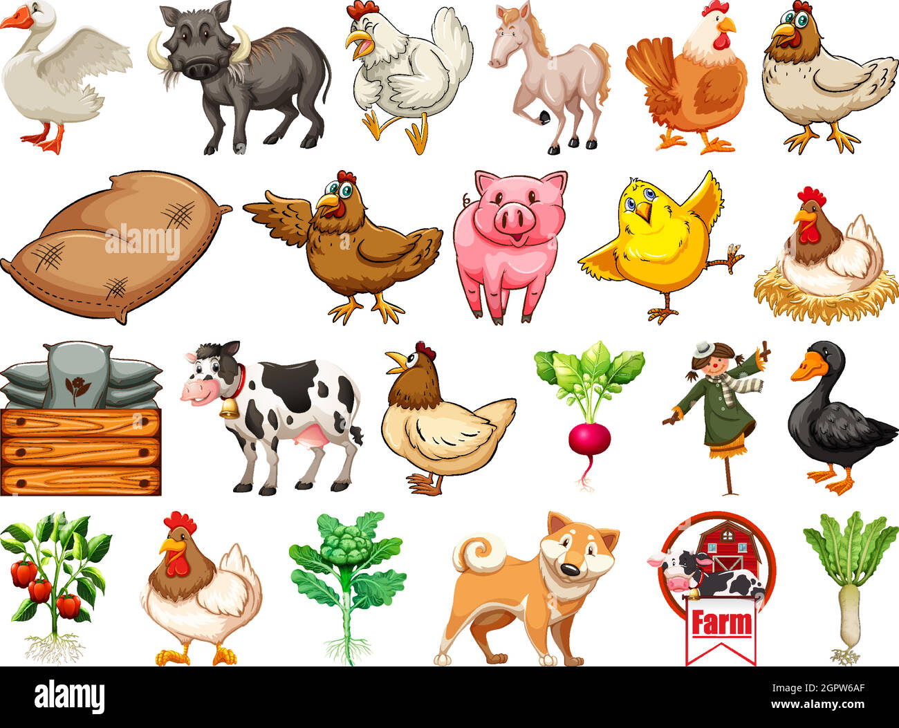 Ensemble d'animaux de ferme Illustration de Vecteur